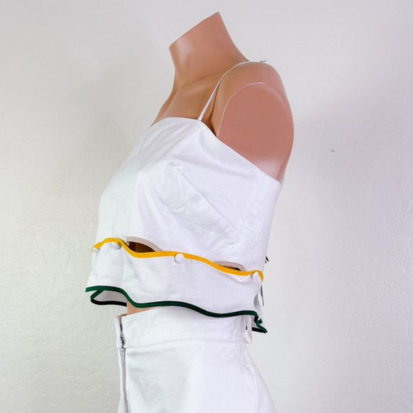 Antonio Melani The Nat Note Silvie Rikrak Ribbon Scalloped Crop Top White 14 NWT - Picture 4 of 7